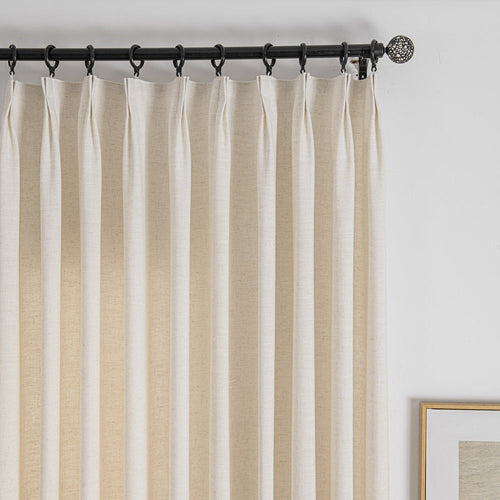 Cozy Heavyweight Linen Woven Bathroom Pleated Custom Curtains Cozy
