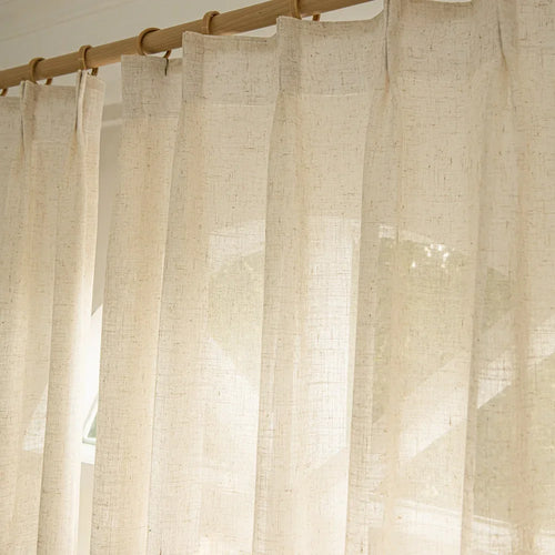 Herb-Lin Beige Linen Sheer Privacy Custom Curtains Herb-Lin
