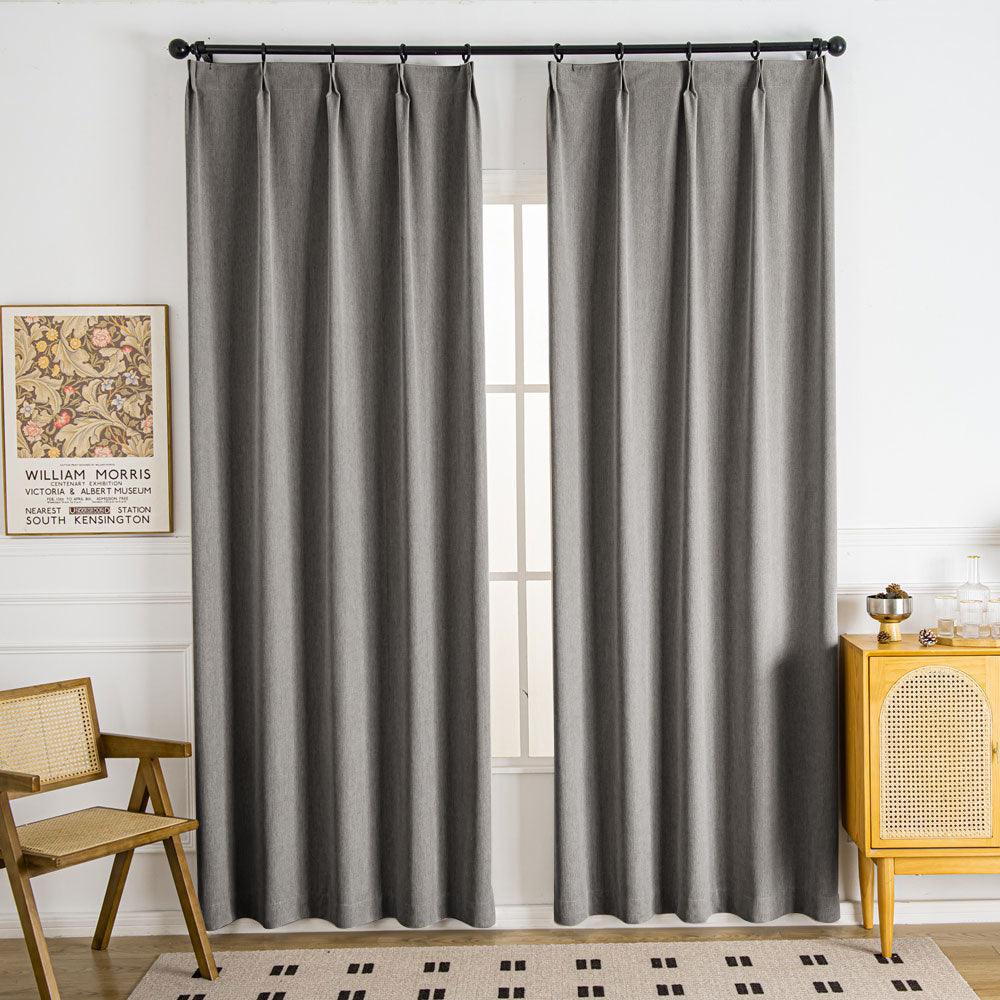 Shangri Cozy Heavy Weight Chenille Pleat Custom Curtains Shangri Dark Gray