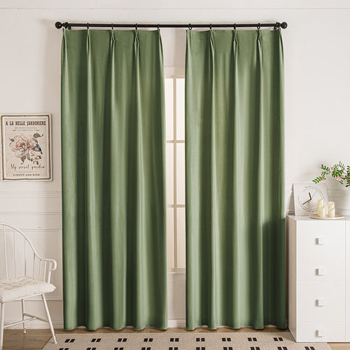 Doux Velvet Elegance Pleat Outdoor Curtains Doux Forest Green-25