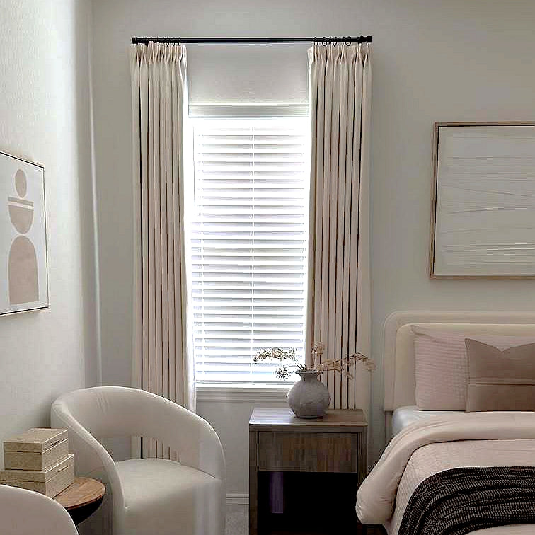 Elise Heavyweight Textured Faux Linen Pleat Custom Curtains Elise