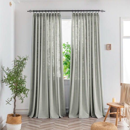 Bryn Slub Textured Faux Linen Pleat Custom Privacy Outdoor Curtains Bryn
