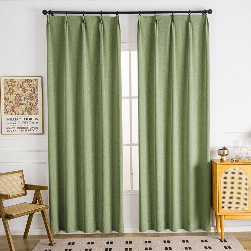 Shangri Cozy Heavy Weight Chenille Pleat Custom Curtains Shangri Green