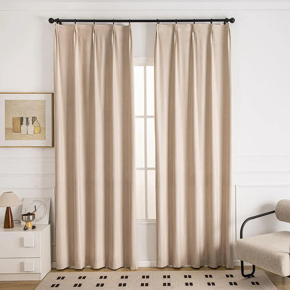 Draco Dragon Scale Velvet Room Darkening Pleat Custom Curtains Draco Light-Brown-3