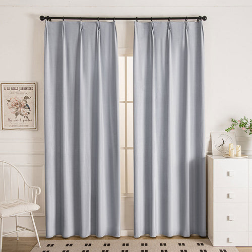 Doux Velvet Elegance Pleat Outdoor Curtains Doux Light Gray-61