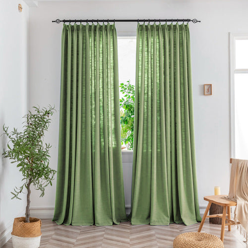 Bryn Slub Textured Faux Linen Pleat Custom Privacy Outdoor Curtains Bryn Light Green-28