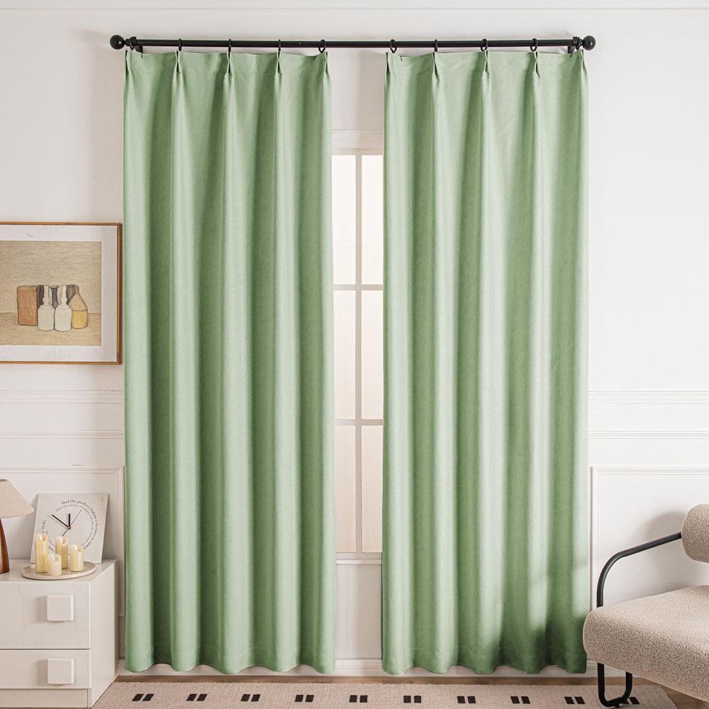 Cocove Tree Texture Heavyweight Pleat Custom Curtains Cocove Light Green-9