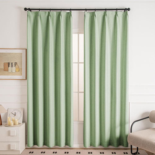 Cocove Tree Texture Heavyweight Pleat Custom Curtains Cocove Light Green-9