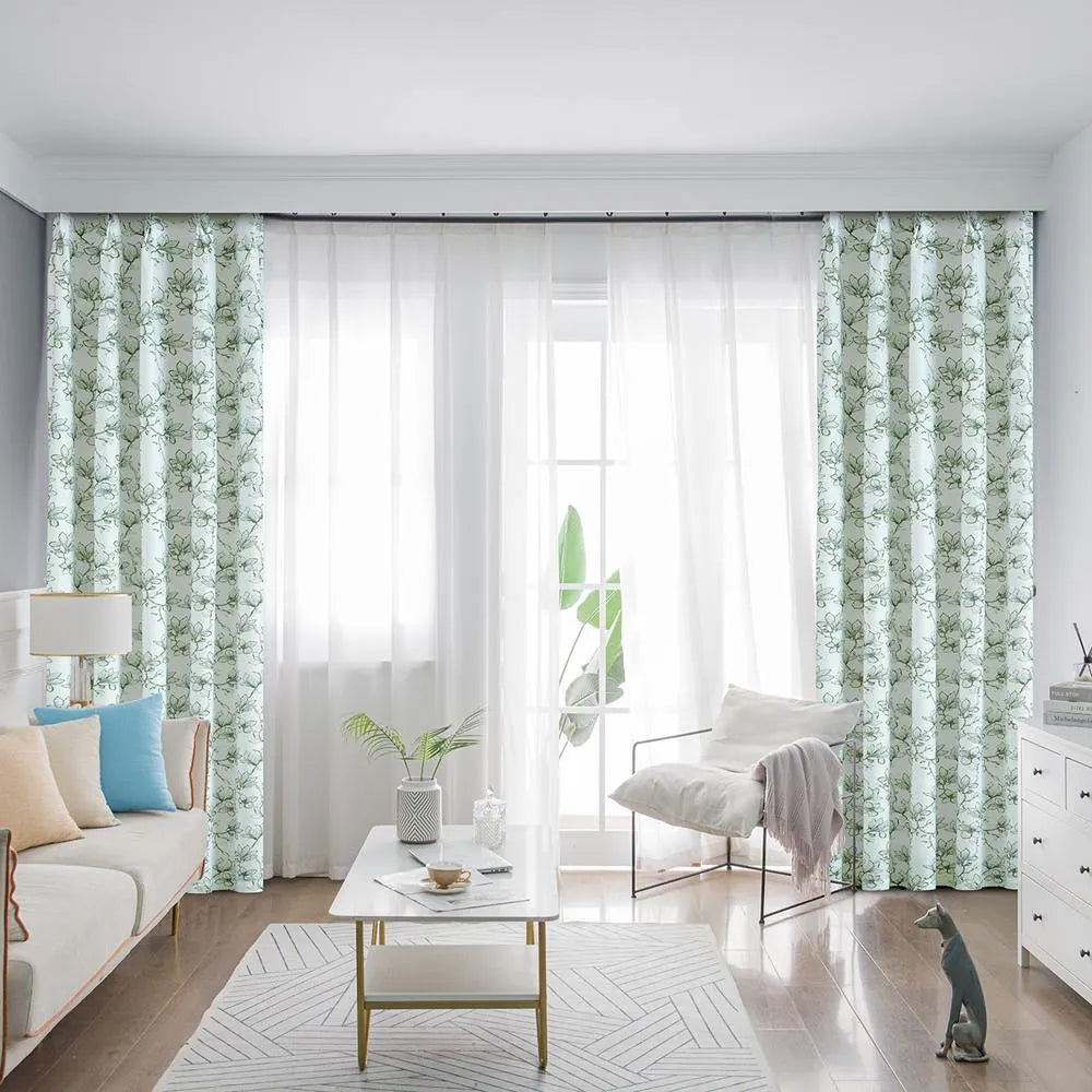 Lily Green Patterned Pleat Custom Curtains Lily Green Pattern