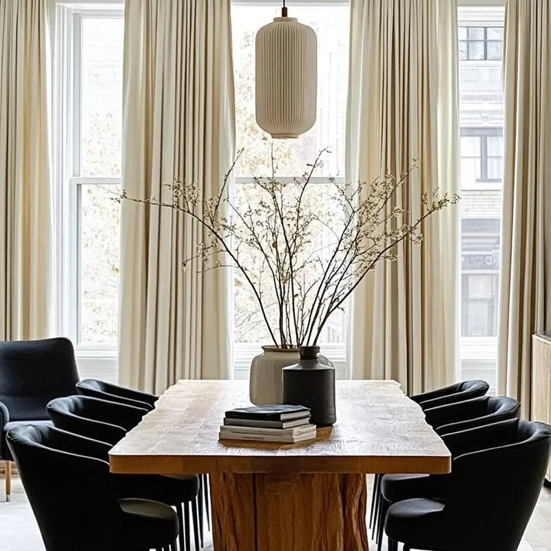 Mead Faux Linen Texture Custom Pleated Curtains for Living Room Mead