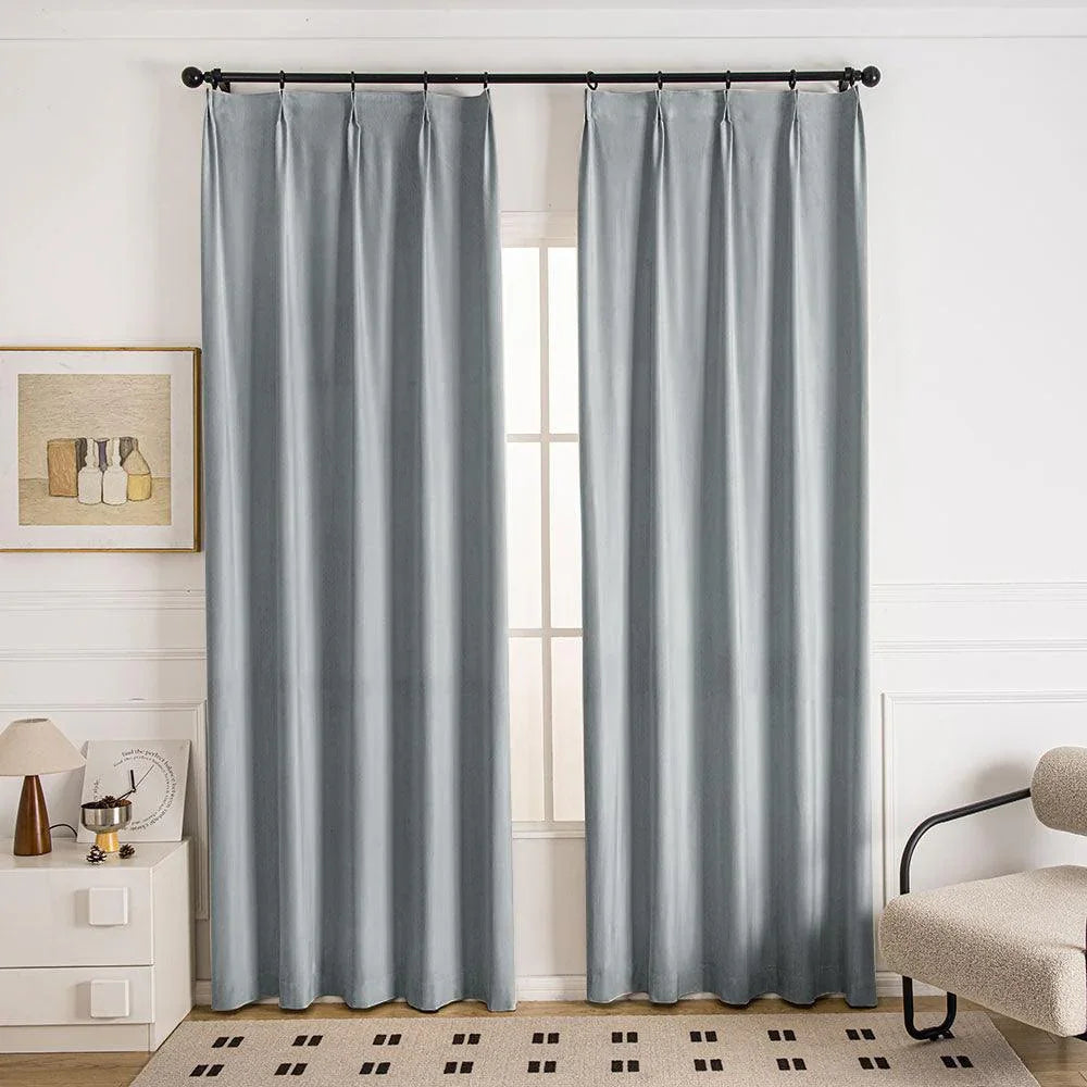 Draco Dragon Scale Velvet Room Darkening Pleat Custom Curtains Draco Medium-Gray-7