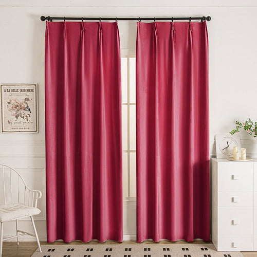 Doux Velvet Elegance Pleat Outdoor Curtains Doux Merlot Red-70