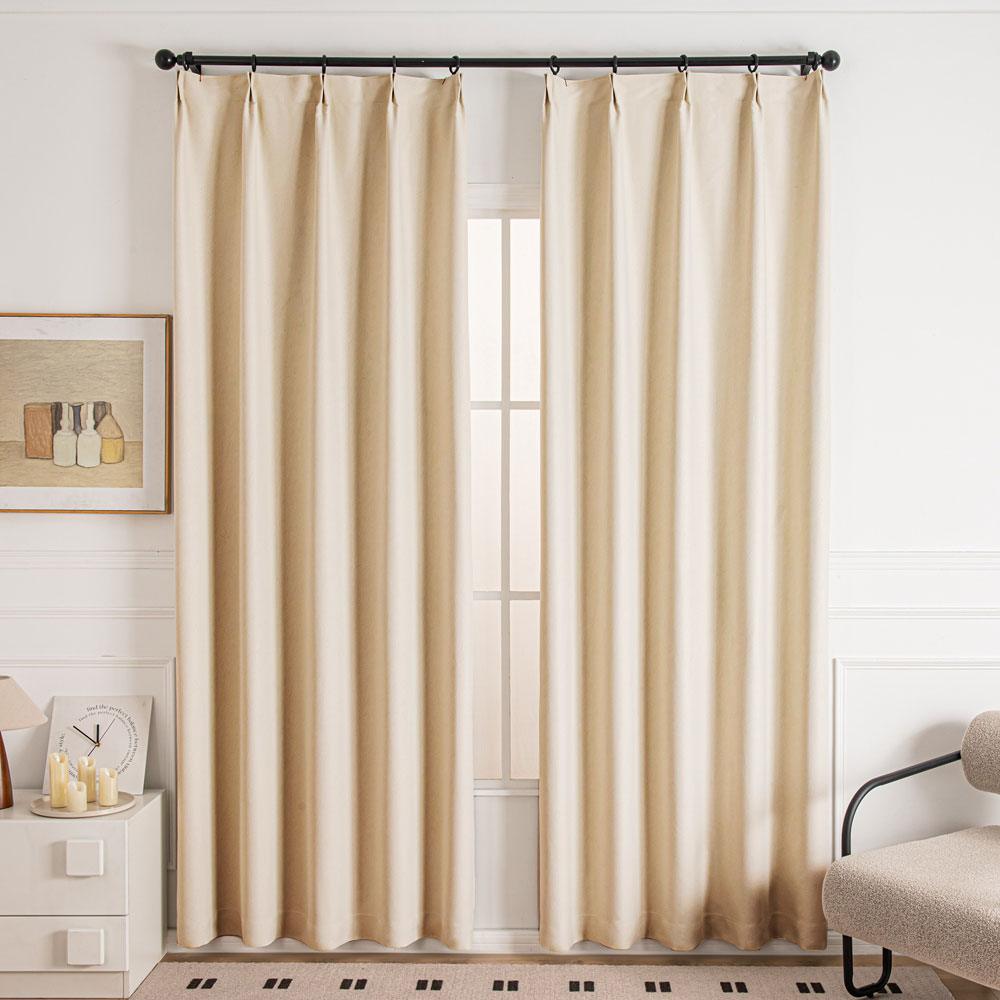 Cocove Tree Texture Heavyweight Pleat Custom Curtains Cocove Milk Tea-5
