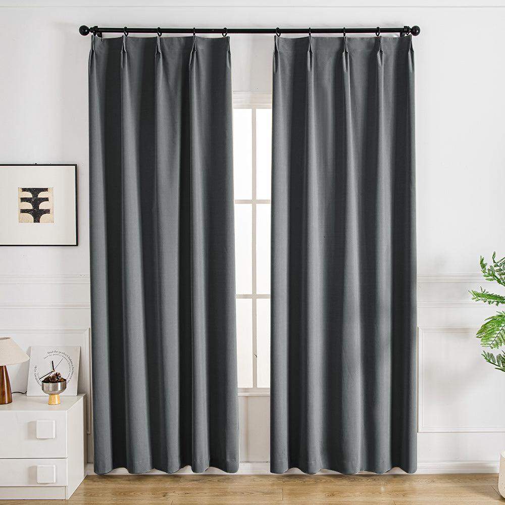Nanov Oeko-Tex Blackout Velvet Pinch Pleat Custom Curtains Nanov Blue Gray-9