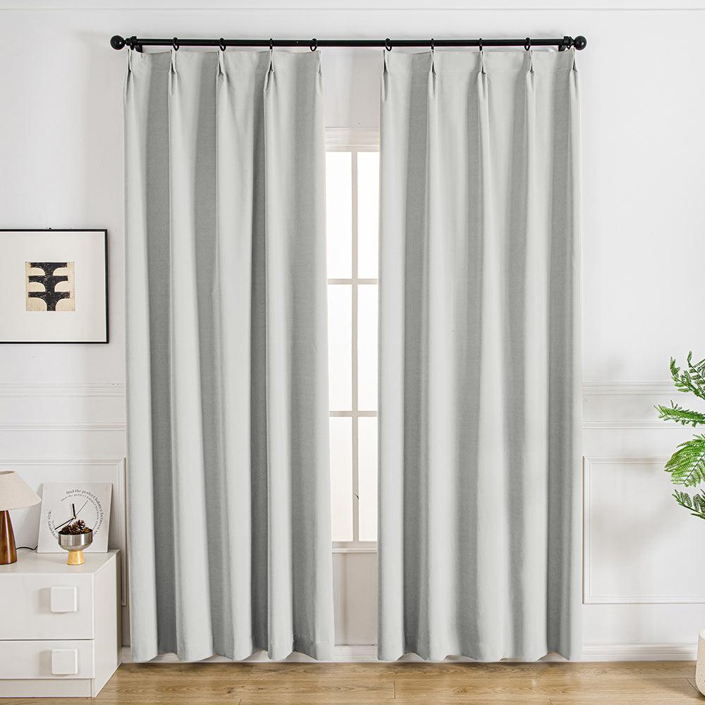 Nanov Oeko-Tex Blackout Velvet Pinch Pleat Custom Curtains Nanov Wool White-6