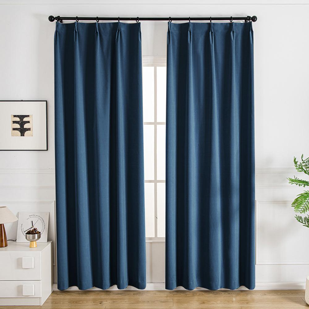 Nanov Oeko-Tex Blackout Velvet Pinch Pleat Custom Curtains Nanov Navy-15