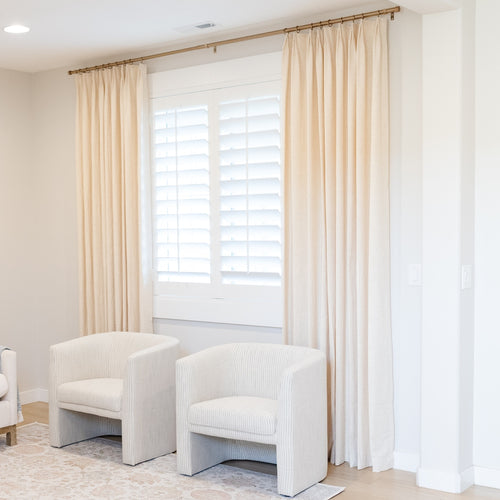 Nyla Cream Yellow Blended Cotton Pinch Pleat Custom Curtains Nyla
