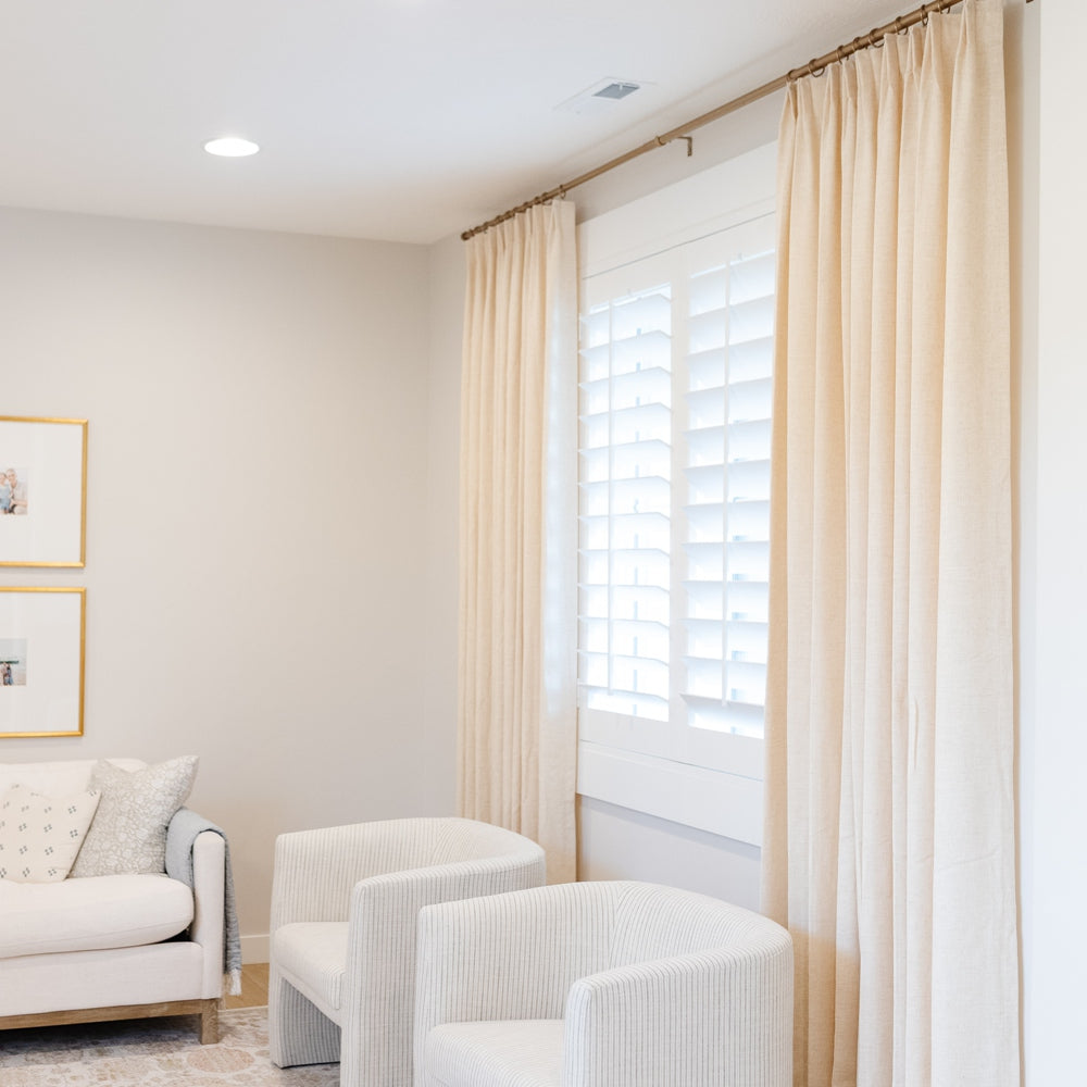 Nyla Cream Yellow Blended Cotton Pinch Pleat Custom Curtains Nyla