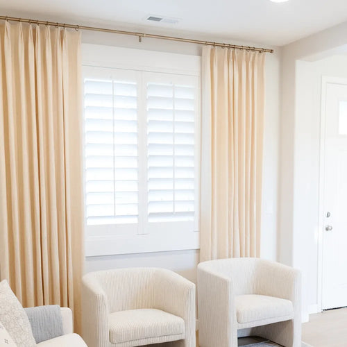Nyla Cream Yellow Blended Cotton Pinch Pleat Custom Curtains Nyla