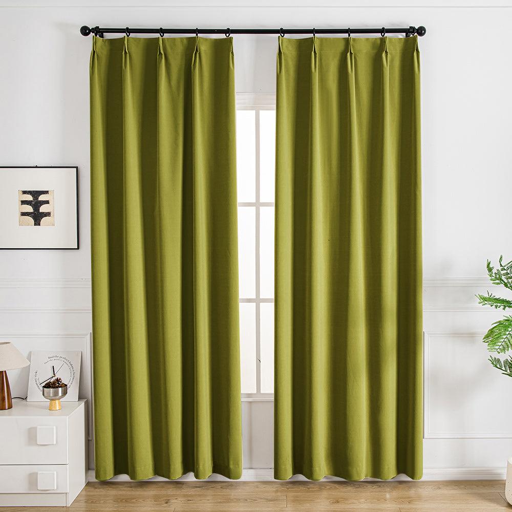 Nanov Oeko-Tex Blackout Velvet Pinch Pleat Custom Curtains Nanov Olive Green-26