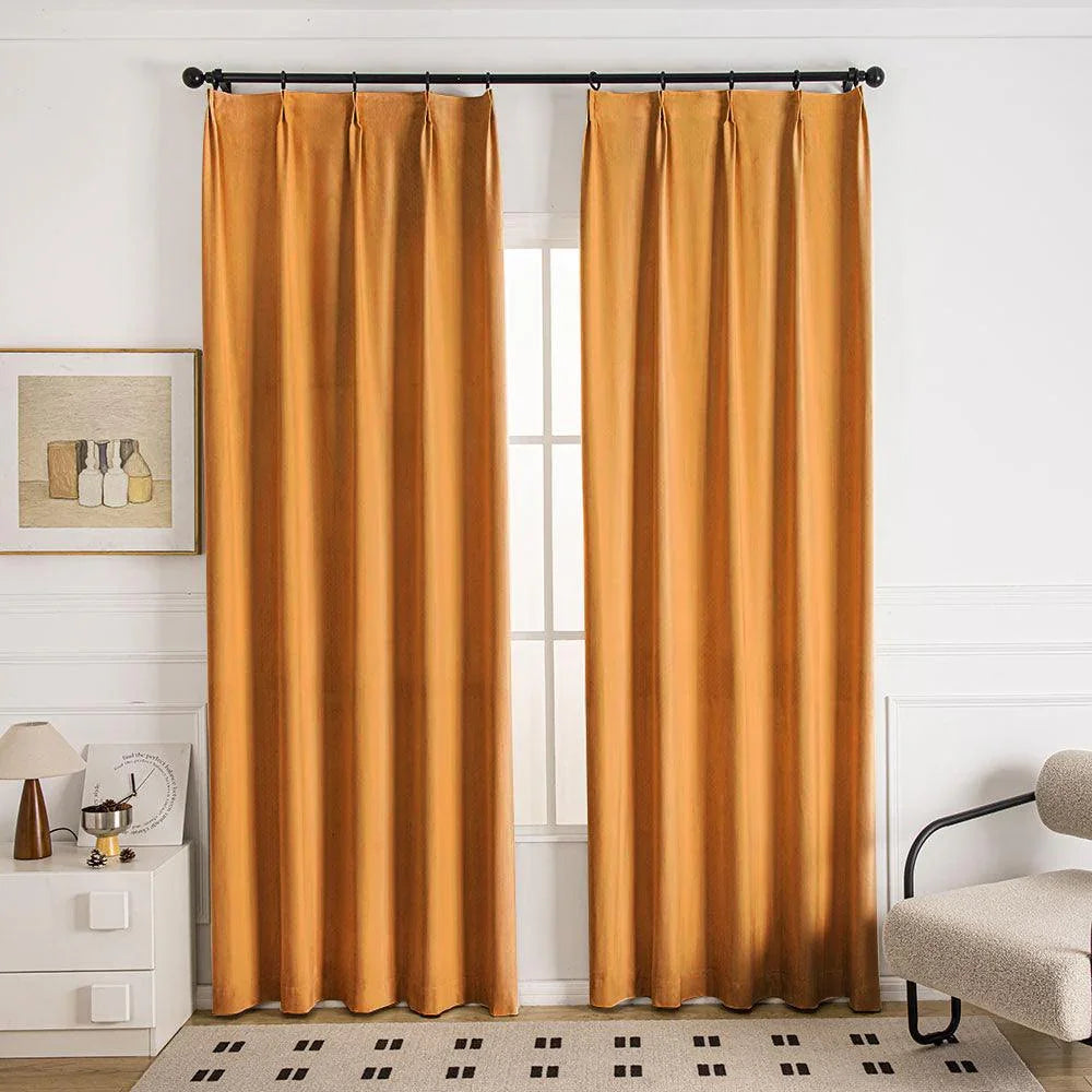 Draco Dragon Scale Velvet Room Darkening Pleat Custom Curtains Draco Orange-73