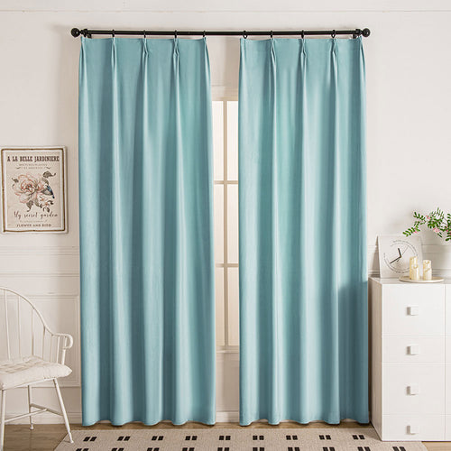 Doux Velvet Elegance Pleat Outdoor Curtains Doux Peacock Blue-59