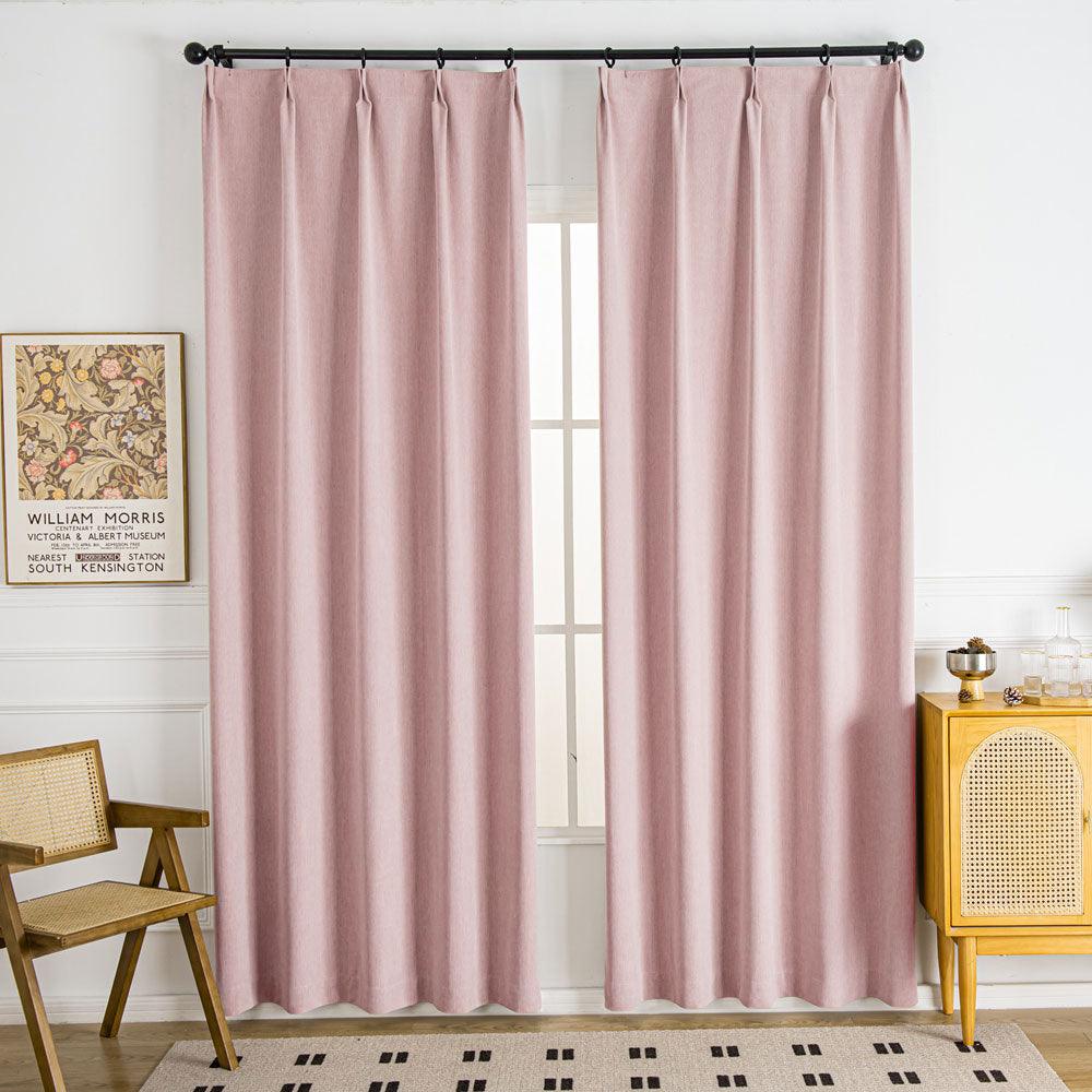 Shangri Cozy Heavy Weight Chenille Pleat Custom Curtains Shangri Pink