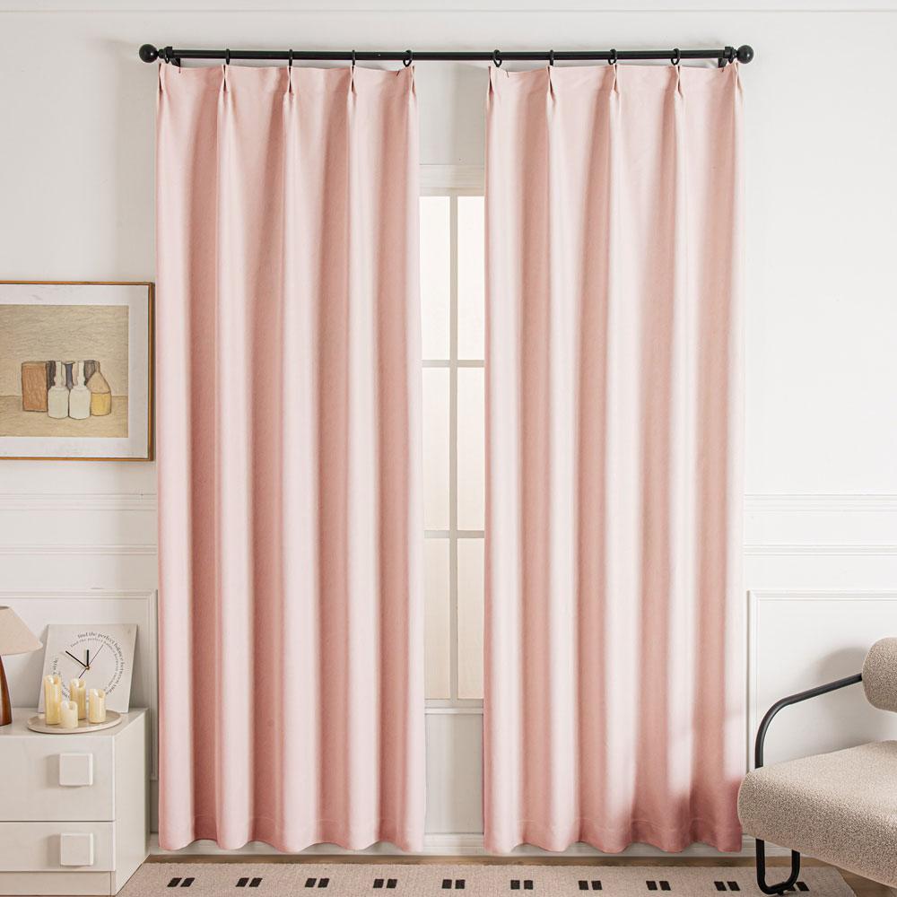 Cocove Tree Texture Heavyweight Pleat Custom Curtains Cocove Pink-8