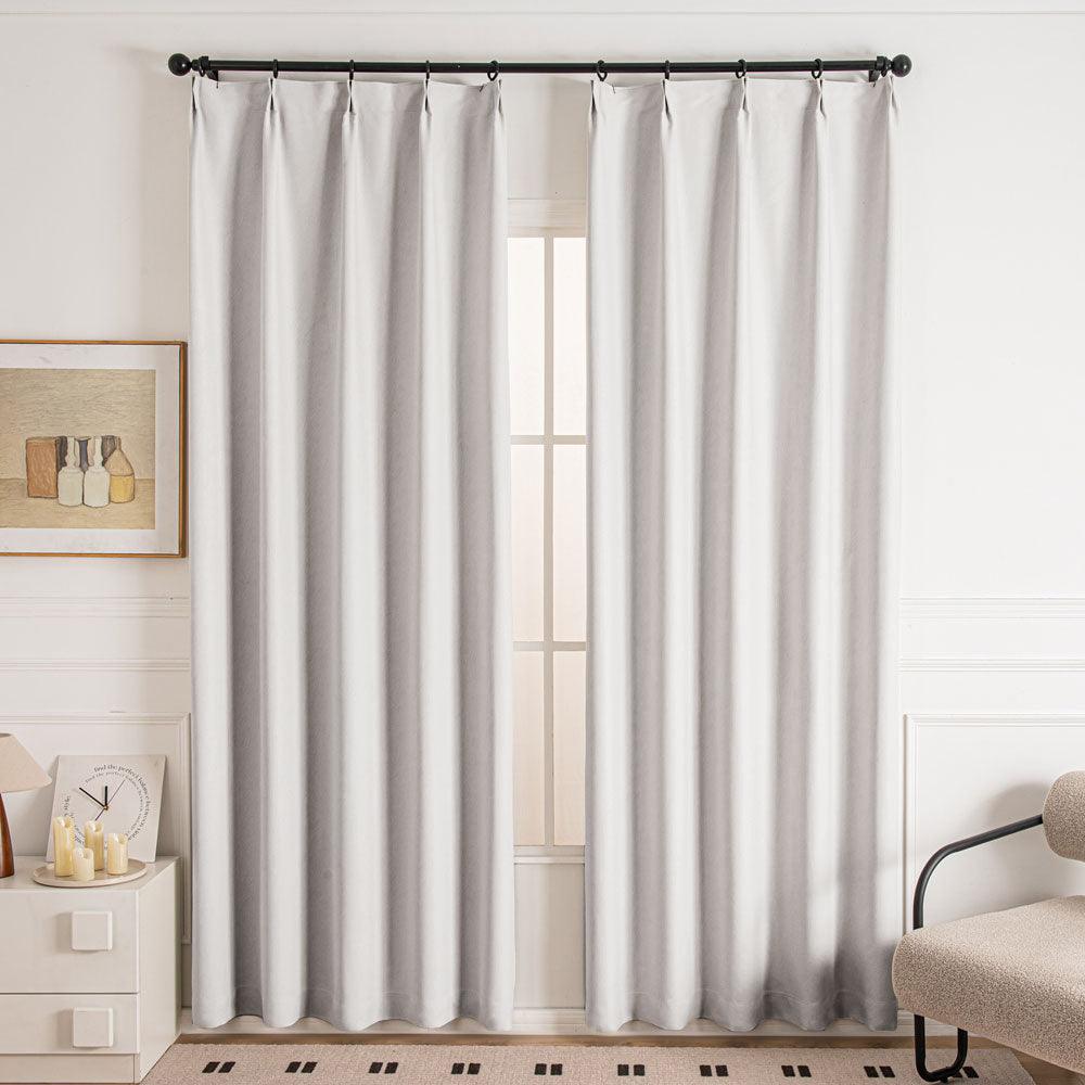 Cocove Tree Texture Heavyweight Pleat Custom Curtains Cocove Pinky White-3