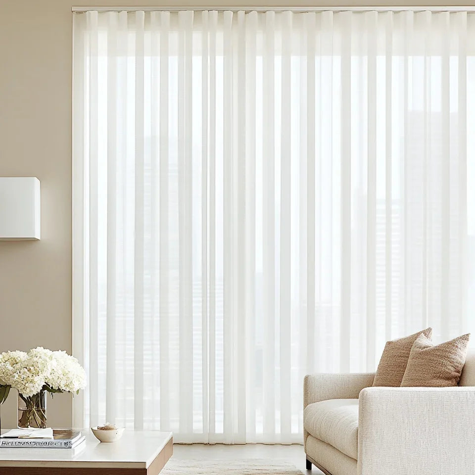 Pure White Voile Privacy Sheer Pinch Pleat Custom Curtains Pure