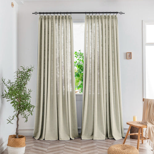 Bryn Slub Textured Faux Linen Pleat Custom Privacy Outdoor Curtains Bryn Sand Beige-7