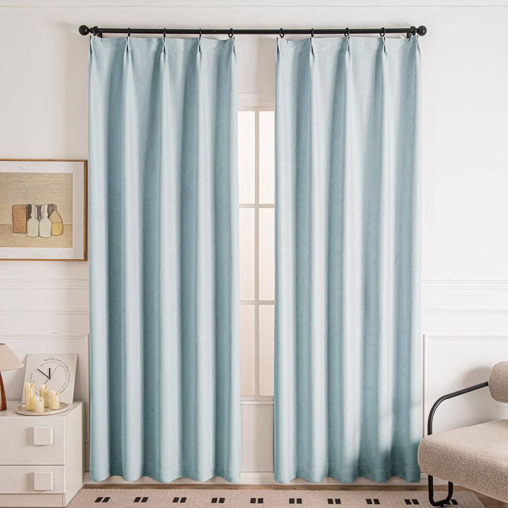 Cocove Tree Texture Heavyweight Pleat Custom Curtains Cocove Silver Gray-1