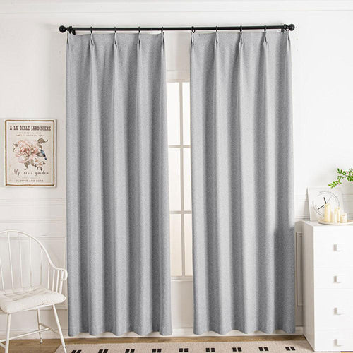 Lullaby Faux Linen Oeko-Tex Blackout Custom Curtains Lullaby Silver Gray-5