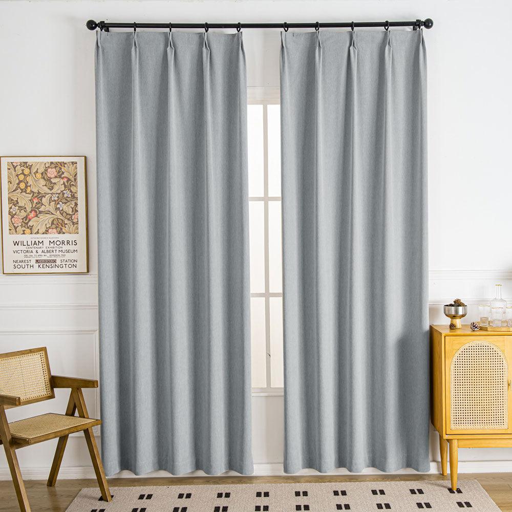 Shangri Cozy Heavy Weight Chenille Pleat Custom Curtains Shangri Slate Gray