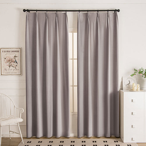 Doux Velvet Elegance Pleat Outdoor Curtains Doux Smoky Gray-17