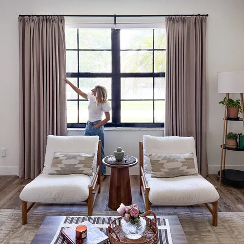 Thalia Textured Linen Pinch Pleat Custom Curtains Thalia