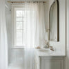 Pure White Voile Sheer Pleat Custom Curtains For Bathroom Pure