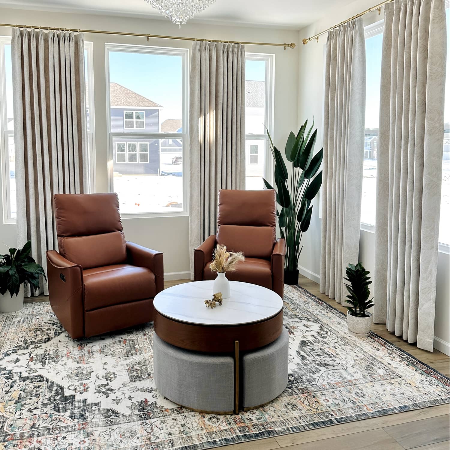 Audrey Fireworks Heavyweight Beige Patterned Pleat Custom Curtains Audrey Fireworks Pattern