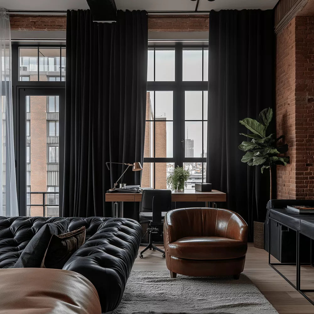 Aushme Luxury Pinch Pleat Blackout Velvet Curtains