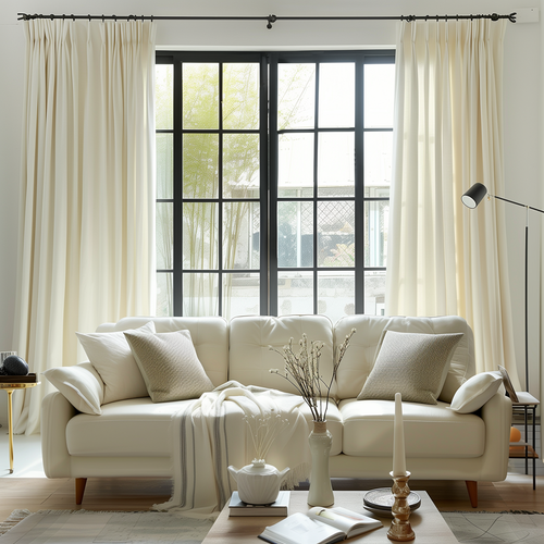 Cozy Heavyweight Linen Woven Pinch Pleat Custom Curtains Cozy
