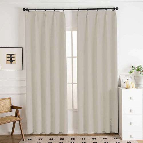 Mivle Stripe Charm Chenille Modern Pleat Custom Curtains Mivle Beige White-1