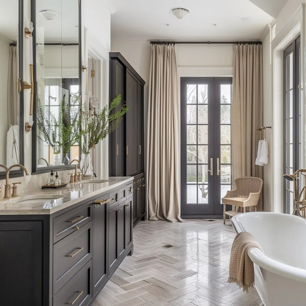 Tuscany Woven Faux Linen Bathroom Pleat Custom Curtains Tuscany