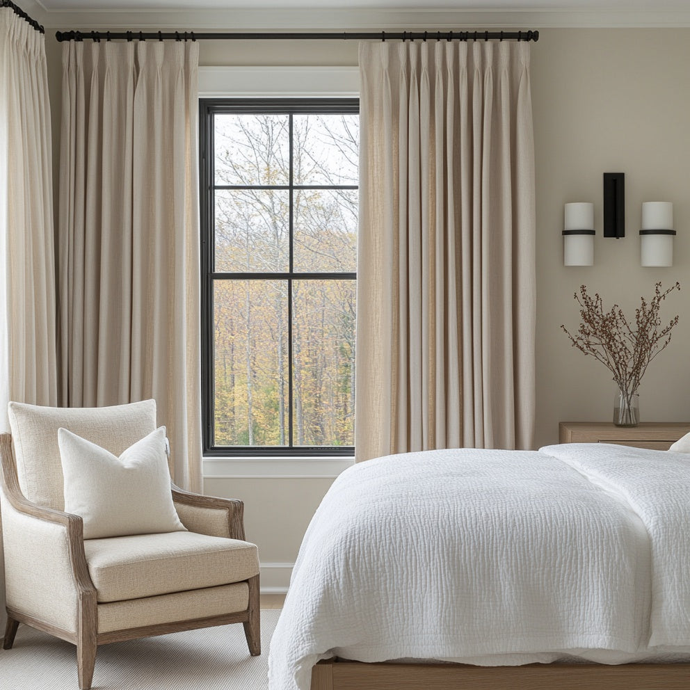 Waffle Chenille Blended Woven Pleated Custom Curtains Waffle