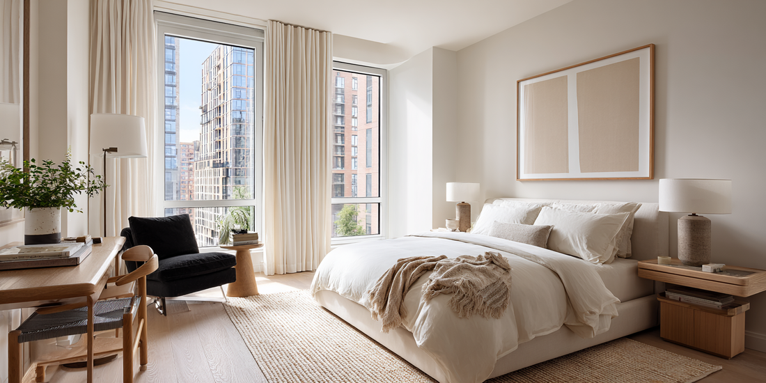 White linen custom blackout curtains for bedroom