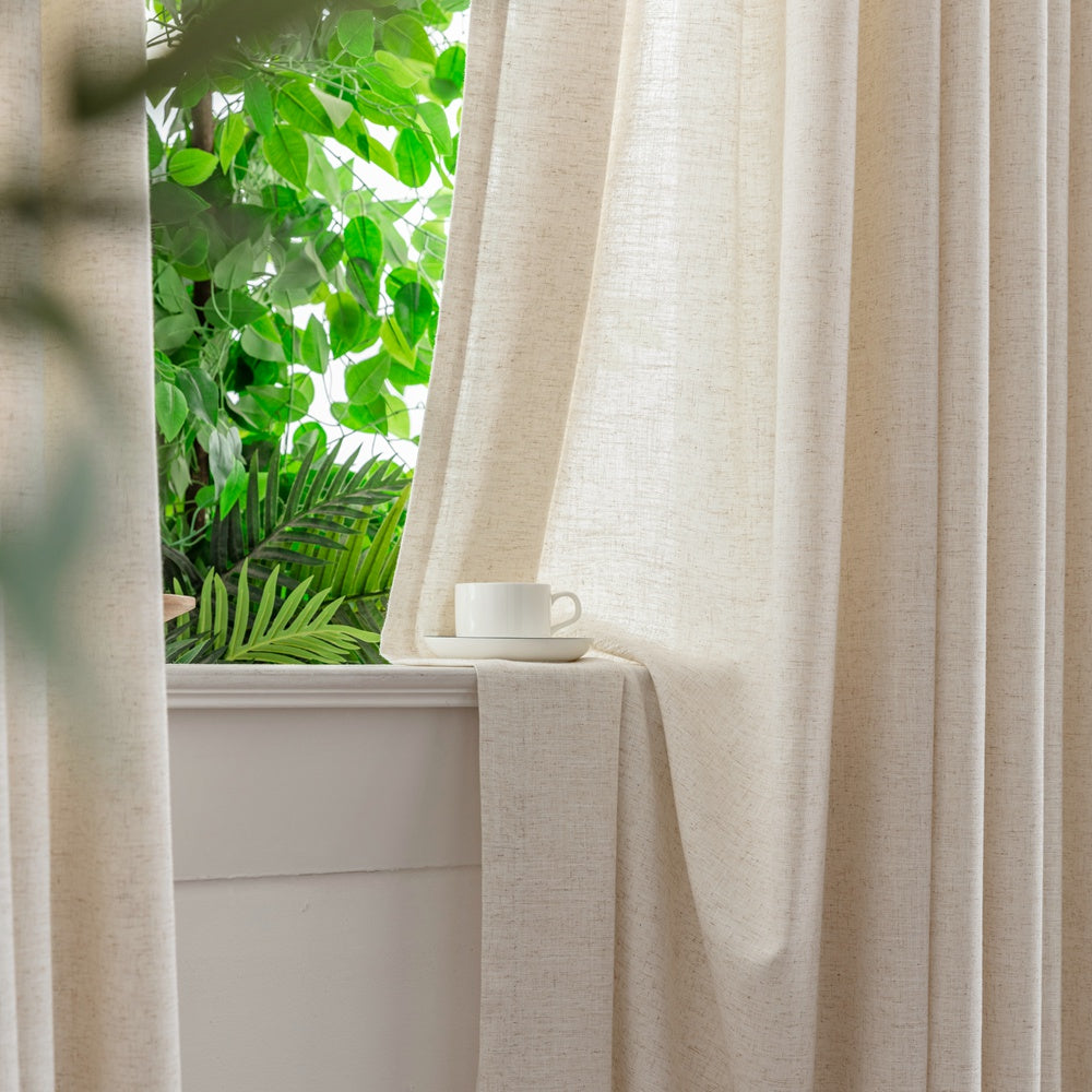 Nyla Cream Yellow Blended Cotton Pinch Pleat Custom Curtains Nyla