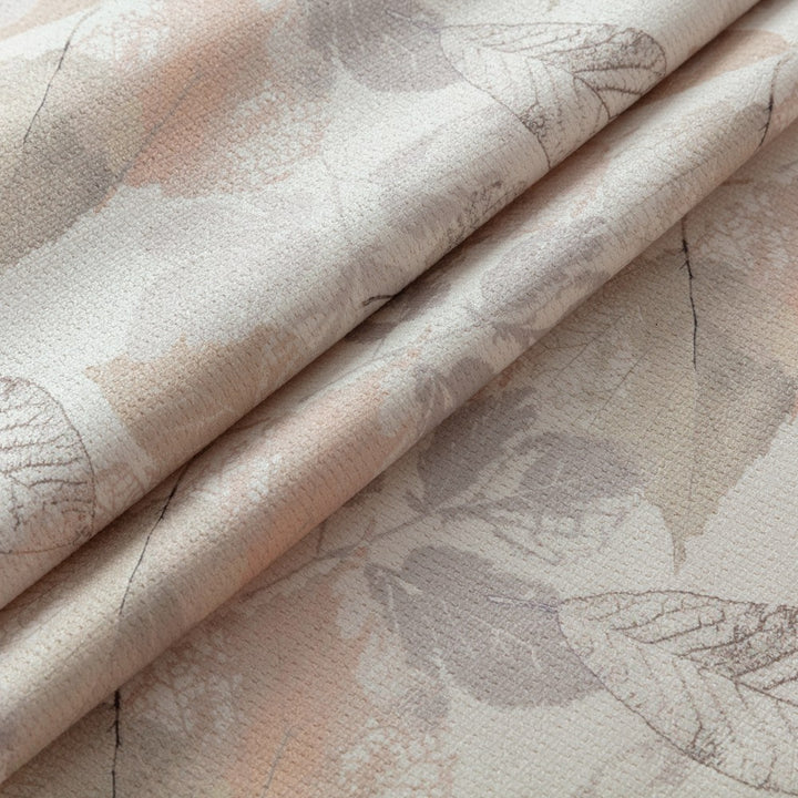 Olivia Beige Leaf Print Custom Curtain - ixacurtains