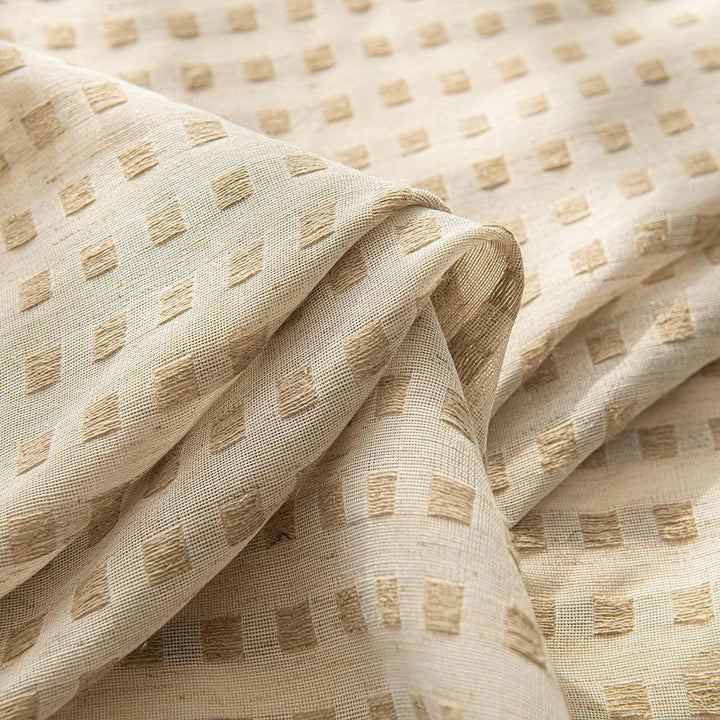 Eco-Lin Grid Harmony Linen Curtains - ixacurtains