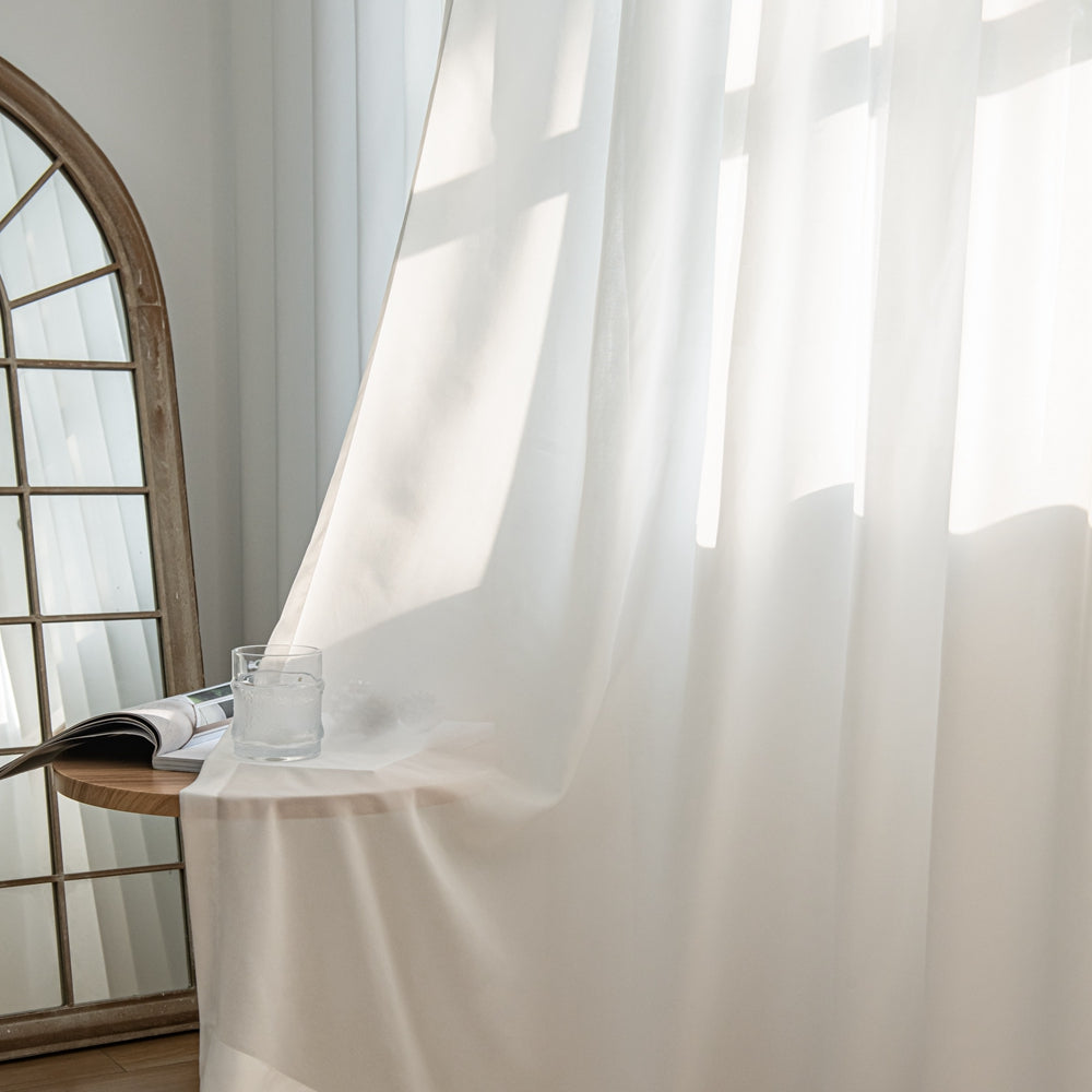 White Pure White Voile Sheer Outdoor Custom Curtains