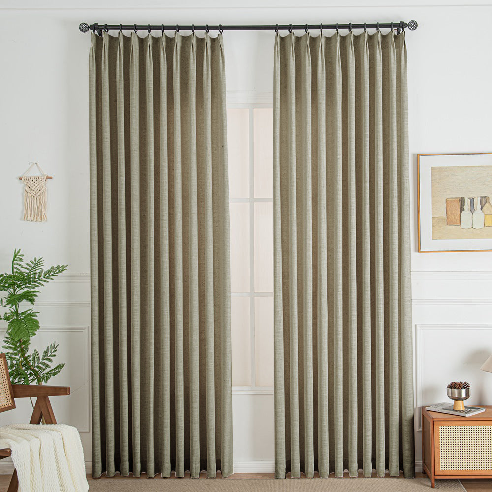 Oak Dim Gray 850-10 Lorna French Linen Custom Pleated Curtains Panel