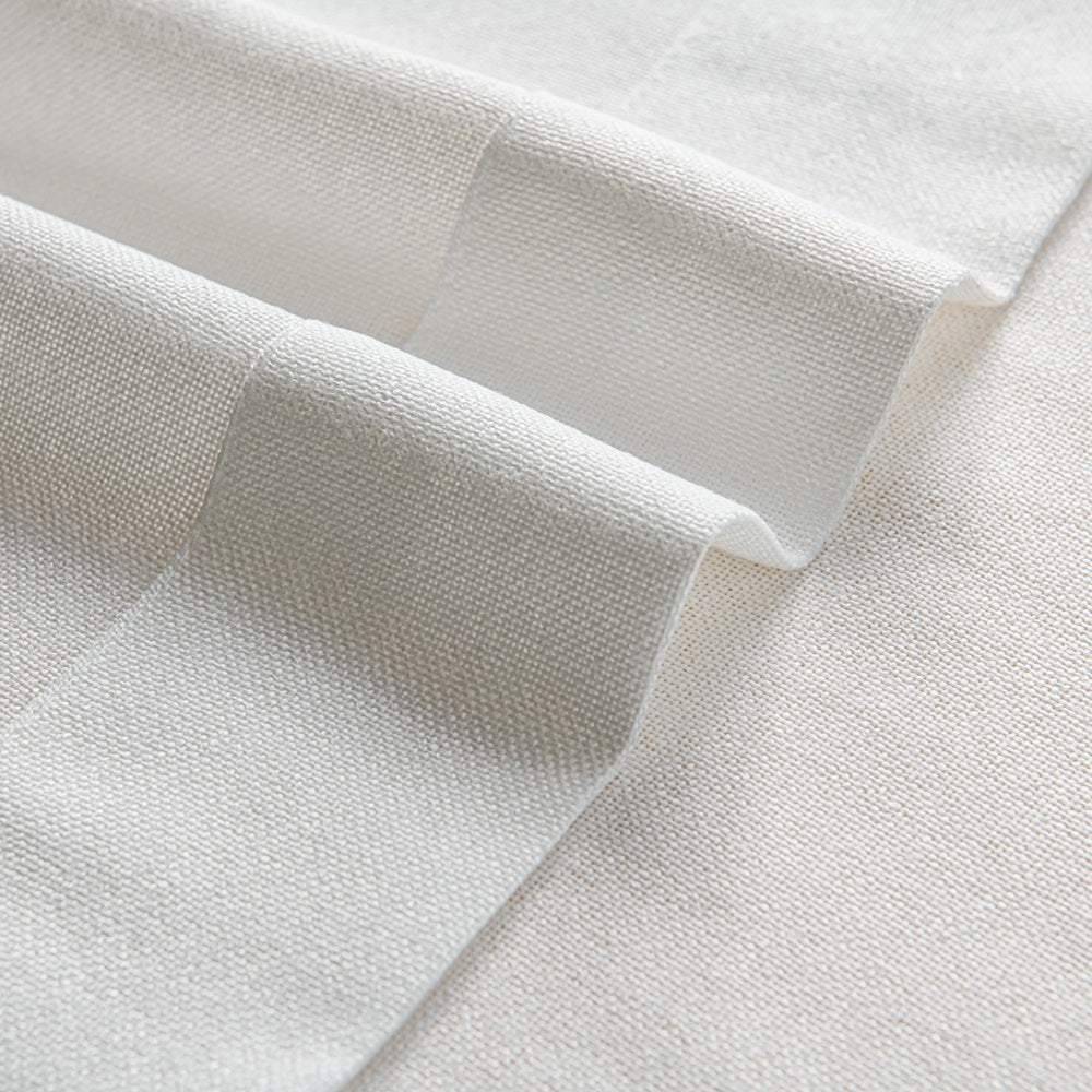 White Airy Elegant White Faux Linen Custom Curtains For Bathroom
